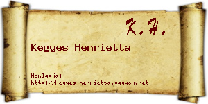 Kegyes Henrietta névjegykártya